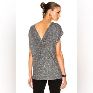 Rag & Bone Baggy / Slouched Fit Knot Back Tee in Heathered Black & White, S/P
